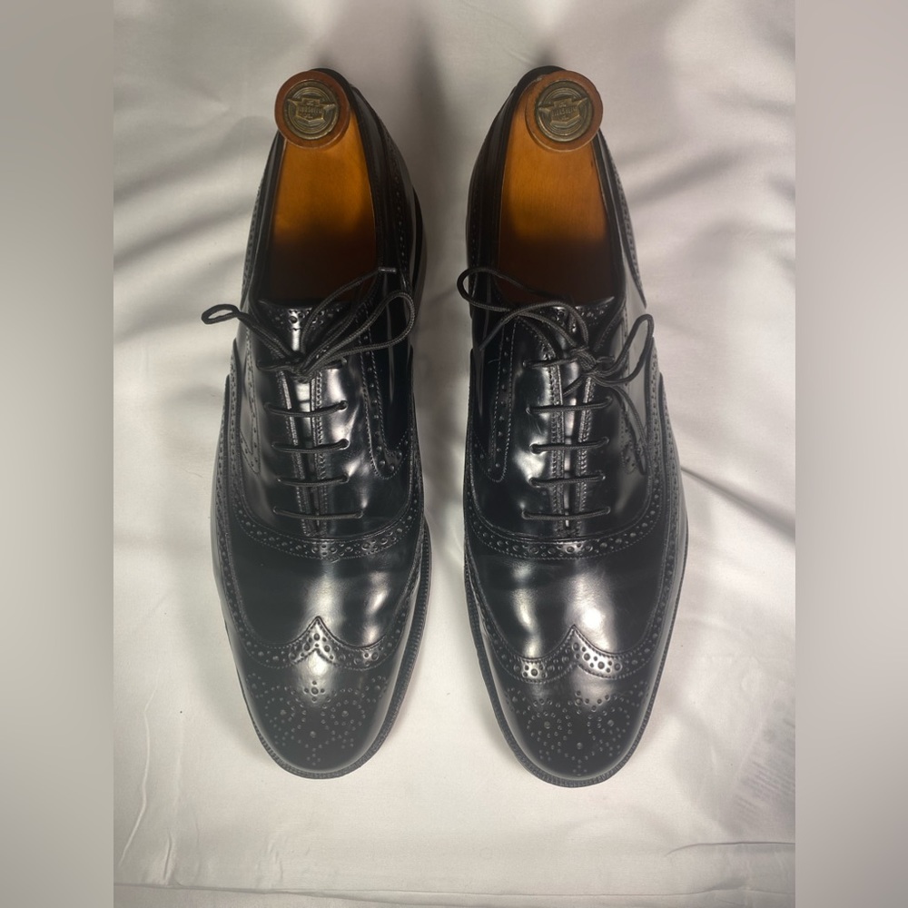 Johnston & Murphy Wingtip Oxford Lace Black Patent Leather Mens Size 10.5 D